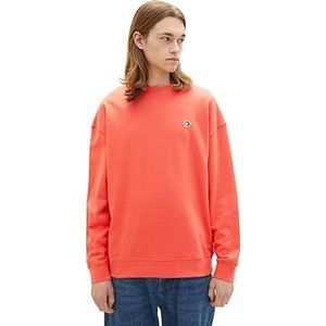 TOM TAILOR Denim Heren Relaxed Fit Crewneck Sweatshirt, 11042, effen rood, XL