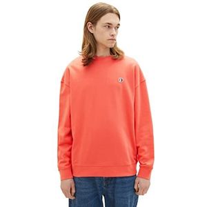 TOM TAILOR Denim Heren Relaxed Fit Crewneck Sweatshirt, 11042 - Plain Rood, XL