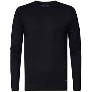 Petrol Industries Heren Knitwear Basic Polo Sweater met ronde hals, Zwart, S