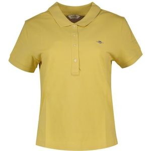 GANT Pique polo voor dames, slim shuld, cap, sleeve piqué polo, Dusty Yellow, XL