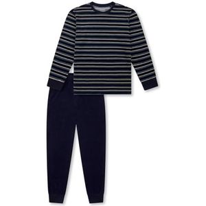 SCHIESSER - Nachtkledij - Crème - Donkerblauw - 2-delig - Lang/maxi