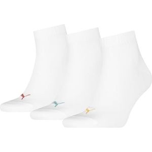 PUMA - Quartersokken - Wit - Katoen - 3 Paar