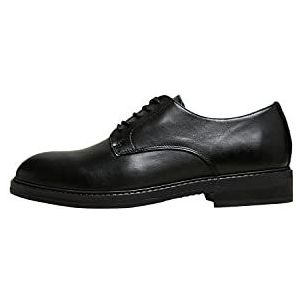 SELECTED HOMME Heren Slhblake Leather Derby Shoe B Noos leren schoenen, zwart, 46 EU