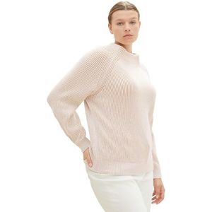 TOM TAILOR Dames Plussize Pullover, 34137 - Offwhite Beige Plaited Rib, 46 Grote maten