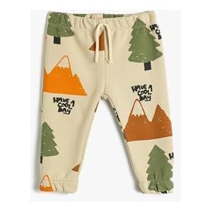Koton Babyboys Jogger Nature Bedrukt Trekkoord Geborsteld Interieur Sweatpants, Grijs design (0d2), 6-9 Monate
