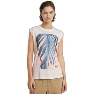 G-Star Dames Ai Print Elastische Taille Sl T Wmn T-shirt, Grijs (Lt Chalk D24672-4107-1284), S