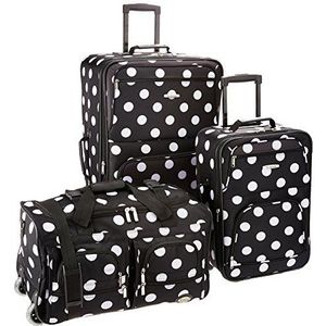 Rockland 3-delige bagageset, transparant, 3-delige bagageset, kleurloos, 3-delige bagageset, Zwarte stippen, 3-Piece Set (20/22/28), Vara Softside Bagageset 3-delig