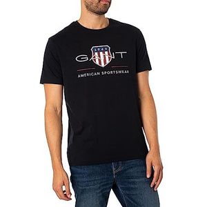 GANT Heren REG Archive Shield SS T-shirt, zwart, standaard, zwart, XL