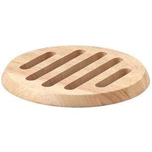 Continenta Ronde houten onderzetter van rubberhout, onderlegger voor potten en pannen, grootte: Ø 20 x 1,5 cm