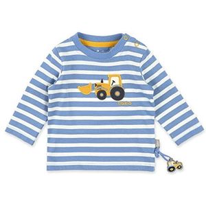 Sigikid Shirt met lange mouwen van biologisch katoen voor baby's jongens in de maten 62 tot 98, blauw-wit gestreept., 74 cm