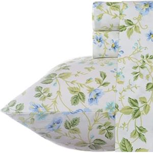 Laura Ashley Home Spring Bloom Katoen Satijn Lakenset, Blauw, King