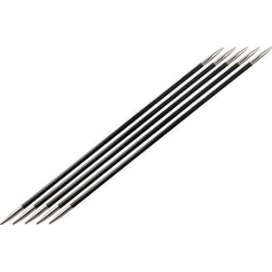 KnitPro carbonz naaldspel 15 cm, 5,50 mm sokkennaald, koolstof/messing, zwart/zilver, 21 x 5 x 0,5 cm, 5 stuks