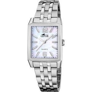 LOTUS Horloge Voor Dames 18985/1 Square Series Grijs zilver 316l roestvrij staal case Grijs zilver316l roestvrij staal armband