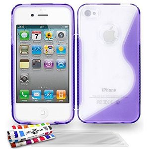Ultraplatte zachte beschermhoes APPLE IPHONE 4S [Le S Hybrid] [lila] van MUZZANO + 3 screen protectors UltraClear + stift en microvezeldoek MUZZANO® GRATIS - De ultieme elegante en duurzame beschermhoes voor uw APPLE IPHONE 4S