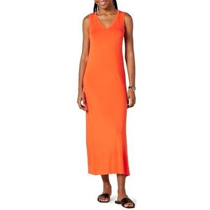Amazon Essentials Dames Jersey V-hals Tank Maxi Lengte Jurk, Helder Oranje, Large