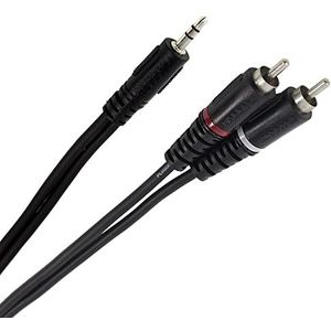 Plugger Y-kabel (mini stereo jack/cinch-stekker, 6 m) zwart