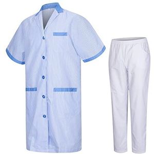 MISEMIYA - Sanitairuniformen, wit, uniseks, medische uniformen, kaack en broek, Ref.81782, Hemelsblauw 22, XS