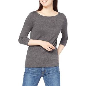 Amazon Essentials Women's T-shirt met driekwartmouwen, stevige boothals en slanke pasvorm, Houtskoolzwart, XL