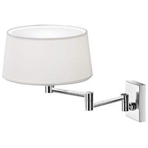 Homemania Wandlamp, klassiek, wandlamp, wit, chroom van messing, stof, 30 x 49 x 29 cm, 1 x E27, max. 53 W, 220-240 V