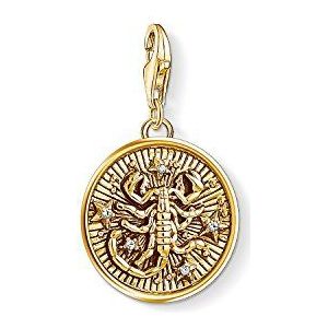 Thomas Sabo Mannen Vrouwen Charm Hanger Sterrenbeeld Schorpioen Charm Club 925 Sterling zilver 18k geel goud plating 1659-414-39, Eén maat, 750 geelgoud, 925 sterling zilver., Zirkonia