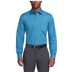 Van Heusen Men's Dress Shirt Regular Fit Poplin Solid, deep sea, 15.5"" Neck 36""-37"" Sleeve