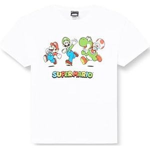 T-Shirt met Korte Mouwen voor kinderen Super Mario Running Pose Wit