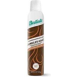 Batiste Droogshampoo voor donker haar, 200 ml, Dry Shampoo voor het opfrissen en stylen, haarverzorgingsspray met een vleugje kleur, zonder resten, zonder uitspoelen, haarstyling met kleureffect