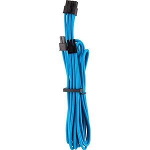 Corsair Premium kabel, 6+2 pin, PCIe, enkele kabel, type 4 (generatie 4-serie), voor voedingen, met ommanteling, blauw