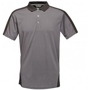Regatta Mannen Quick Button Neck Professioneel Contrast Coolweave Wicking Polo Shirt, Seal Grijs/Bl, L UK
