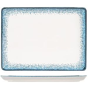 H&H Jupiter Rechteckiger Teller aus Porzellan, 26 x 35 cm, modernes Design, elegant, zum Servieren von Speisen, Blaufarben