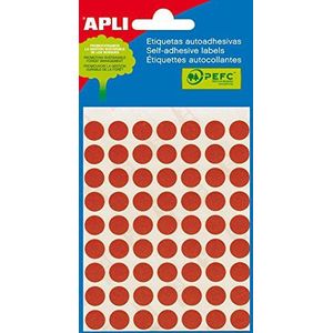 APLI 2053 - Rode etiketten voor mini-zakjes Ø 10,0 mm 5 vellen