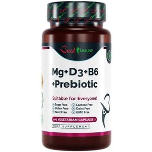 Immune Boost Magnesium Lactaat Vitamines B6 & D3 en Inuline Prebiotisch Complex Natuurlijk Product Ideale Sterkte Hoogste Biologische Beschikbaarheid