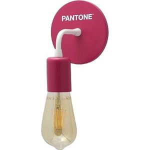 Pantone by Homemania 6007-4010-PN Homemania wandlamp, roze, wit, van metaal, hout, 12 x 12 x 17 cm, 1 x E27, max. 100 W, afmetingen: L12 x P12 x A17 cm, 0,28 kg
