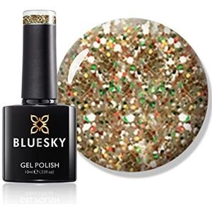 BLUESKY Gel nagellak, Belle Of The Bauble, Gold Glitter, Soak Off Gel nagellak, goudglitter, duurzaam, 10 ml (uitharding onder led-uv-lamp vereist), 10 ml