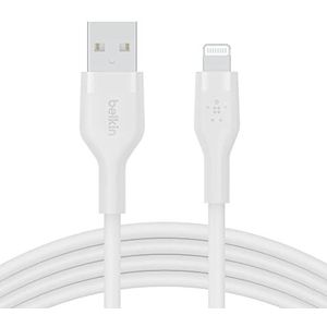 Belkin BoostCharge Flex siliconen USB Type A/Lightning-kabel (1 m), MFi-gecertificeerde laadkabel voor iPhone 14/14 Plus, 13, 12, Pro, Max, mini, SE, iPad en meer – Wit