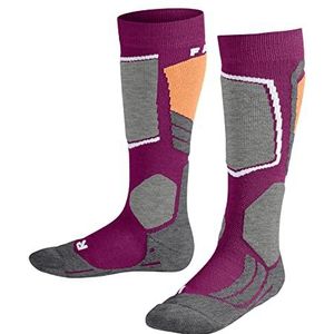 FALKE Uniseks-kind Skisokken SK2 Intermediate K Kh wol functioneel materiaal warm dik 1 paar, Paars Radiant Orchid 8692, 23-26