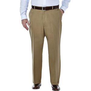 Haggar mens Big-tall Premium No Iron Khaki Classic-fit Expandable-waist Flat-front dress pants, British Khaki, 44W x 29L US