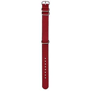 Nixon NATO wisselarmband voor horloges met een afstand van 20 mm van gerecycled kunststof in de kleur rood/zwart met gesp en beslag van roestvrij staal, BA004-209-00, rood/zwart, 20 mm