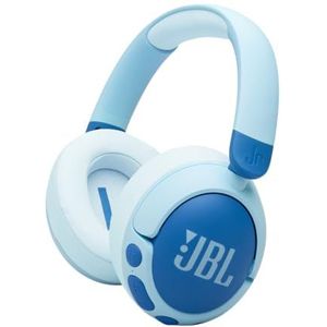 JBL Junior 470NC, Kindvriendelijke Draadloze On-Ear Bluetooth Hoofdtelefoon met Ingebouwde Microfoon, 50 uur afspeeltijd, JBL Safe Sound, Laag Volume, Gemakkelijke Bediening en Stickerset, in Blauw