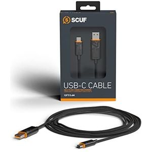 SCUF gevluchten USB-C-kabel – zwart 3,6 meter USB type C voor aansluiten en opladen van Xbox-controllers, PS5-controlers en en smartphones