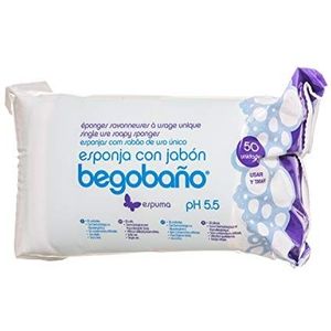 Begobaño Wegwerpzeepspons, alleen voor gebruik met dermatologische en hypoallergene gel, 50 stuks