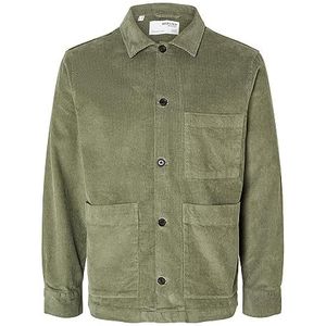 SELETED HOMME Heren Slhloosetony-Cord Overshirt Noos corduroy overhemd, groen, L