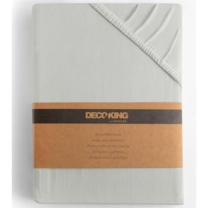 DecoKing Hoeslaken 200x220-220x240 cm 100% Gekamd Katoen Jersey Zacht 200x220cm - 220x240cm Zilver Amber