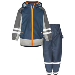 Playshoes Regenset, tweedelig, 3-in-1 regenjas en regenbroek, waterdicht, 3-in-1 marine-marineband, 98