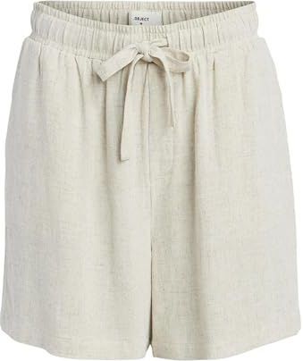 Object - Sanne Wide Shorts - Korte Broeken - Geel - 80% LENZING™ ECOVERO™ Viscose, 20% Linnen