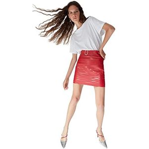 TRENDYOL Dames mini bodycone geweven stof rok rok rok, rood, 34