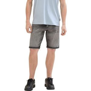 TOM TAILOR Heren slim jeans bermuda shorts met stretch, 10218 - Used Light Stone Grey Denim, 29