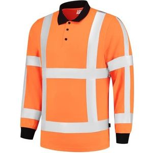 Tricorp 203005 Safety EN ISO 20471 Birdseye poloshirt met lange mouwen, 50% polyester/50% polyester, CoolDry, 180 g/m², fluororanje, maat 5XL