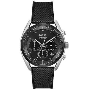 BOSS Analoge Japanse quartz herenhorloge met siliconen band 1514091, Zwart