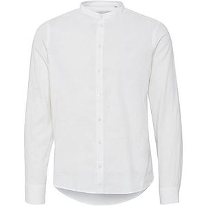 CASUAL FRIDAY Heren CFAnton 0053 CC LS Linnen Mix Shirt Hemd, 110602_Snow White, S, 110602, sneeuwwit, S